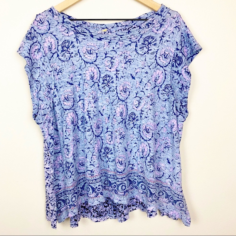 Free people floral paisley print hi-low tee M NEW